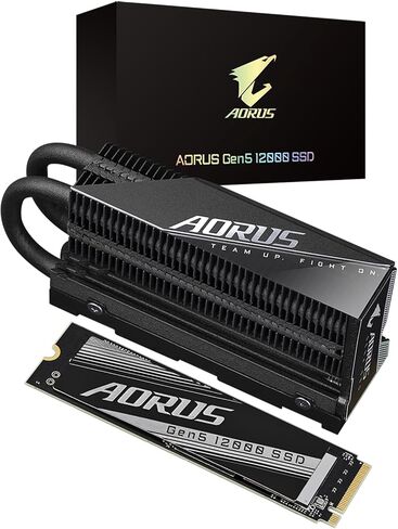GIGABYTE AORUS Gen5 12000 SSD 2TB PCIe 5.0 NVMe M.2 Internal Solid State Hard Drive with Read Speed Up to 12400MB/s, Write Speed Up to 11800MB/s, AG512K2TB in Saudi Arabia