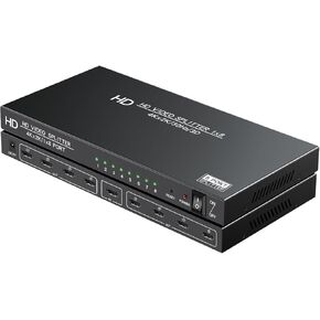 HDMI Splitter 1 in 8 Out-4K HDMI Splitter 1X8 hdmi Splitter -8 Output hdmi Splitter- Powered hdmi Splitter w/AC Adapter, Support 4Kx2K@30Hz、3D, for Exhibition, Presentation,Gaming