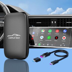 Wireless Carplay and Android Auto Adapter, Wireless Carplay Adapter for iPhone & Android Phone-Support Netflix YouTube TF Card-5GHz WiFi CarPlay Ai Box Plug & Play for Car in-Dash