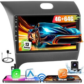 Hikity 2G+32G Android Car Stereo for KIA Cerato K3 Forte 2013-2018 راديو، شاشة لمس 9 بوصة مع Apple CarPlay Android Auto Mirror Link Bluetooth FM Radio GPS WiFi AHD ميكروفون كاميرا احتياطية، أسود