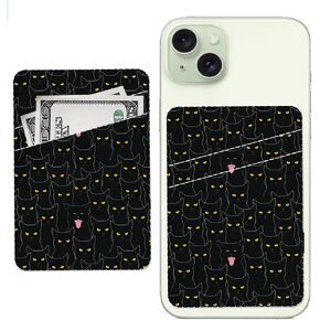 Phone Card Holder, Cute Leather Phone Wallet Stick On, Dual Pocket Credit Card Sticky Wallet, Compatible with Most of Cell Phone, Cute Colorful Flower