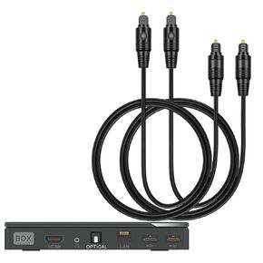 قطعتان من كابل الصوت البصري الرقمي Toslink، متعدد القنوات، لنظام الصوت، شريط الصوت، المسرح المنزلي، التلفزيون، PS4، Xbox، Playstation والمزيد، موصلات مطلية بالذهب، كابل بصري أسود، 6 أقدام in Kuwait