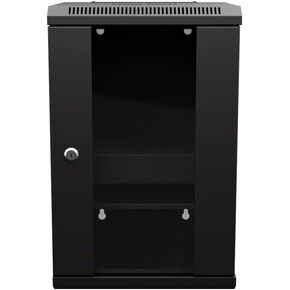 NavePoint 9U 10 Inch Network Server Cabinet, 11.8 inch Deep, Glass Door, Black, Wall Mountable, 2 x Shelves, 1 x Blank Panel in Saudi Arabia