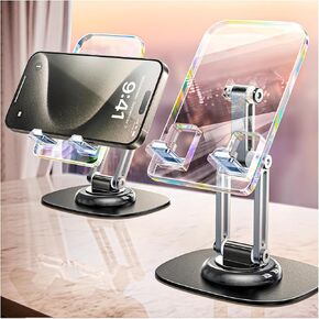 LISEN Acrylic for iPhone Holder Stand for Desk, Adjustable Cell Phone Stand for iPhone Holder for Desk Cute Home Office Desk Decor Accessories for Women Vanity Phone Stand fits iPhone 15 14 13 Pro Max
