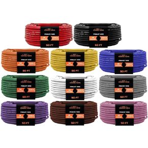 14 Gauge Automotive Primary Wire Bundle Set (25ft–100ft Each) Durable Primary/Remote, Power/Ground Electrical Wiring for Trailer, Car Audio, Lighting Circuits (50 Ft Rolls, 11 Rolls)
