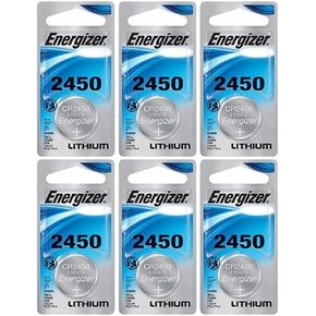 Energizer CR2450 Lithium Battery, 3v ECR2450, Qty 6