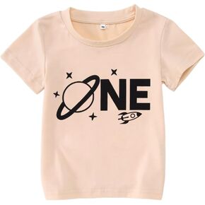 Ritatte 1st Birthday Shirt Baby Boys Girls Earth Rocket Space T-Shirt Infant One Year Old Birthday Party Summer Tee Top