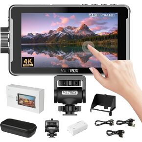 VILTROX DC-X3 6 Inch Touchscreen Camera Field Monitor, Professional Photographic Monitor 4K HDMI 1.4 / 3G-SDI, 2000 nits, Camera Monitor with Battery, Sunshade Hood, USB A 3D Lut