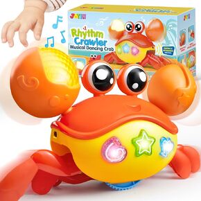 JOYIN Crawling Crab Tummy Time Toy, Walking Crab Toys for Babies, Interactive Big Crab Toy with Intelligent Sensor, Lights Buttons, Dancing Crab Auto-Avoiding Obstacles, Gift for Toddlers