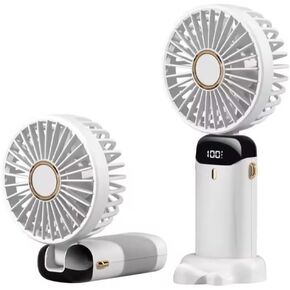 Ultra Quiet Handheld Fan, Portable Personal USB Rechargeable Battery Operated, Hand Fan with 5 Speeds, 90° Rotation Fan Powerful Fan for Dorm Bedroom Office (White)