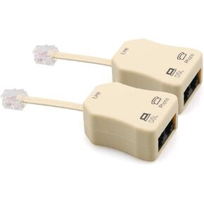 In-line DSL Splitter Adapter with Noise Filter for Telephone Phone Fax Accessory (Pack of 2)