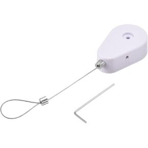 MECCANIXITY Retractable Cable Lock with Self-Adhesive, Remote Control Security Lock Anti-Lost Rope Hardware Cable Lock 600g Tensile Force White pack of 2