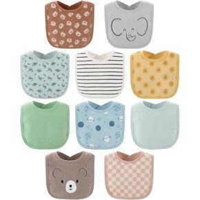 The Peanutshell Baby Bibs for Boys or Girls, Terry Cloth, Feeding, Drooling, Teething Essentials for Newborn, Infant, Toddler Babies, Gender Neutral, 10 Pack, Baby Registry Must Haves