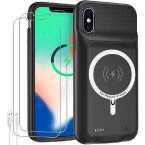 Battery Case for iPhone X/XS, Newest 10000mAh High Capacity Rechargeable Portable Extended Charger Case Wireless Charging Compatible with iPhone X/XS/10 (5.8 inch) Charging Case & Carplay (Black)