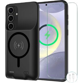 Battery Case for Galaxy S24,[10000mAh]Large capacity Slim Portable Protective Fast Charging Case Battery Case Compatible with Galaxy S24 Wireless Charging Case with Carplay(6.2inch)-Black