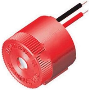Audio Warning Device; Alarm; Piezo; Continuous; 5-15VDC Sup; 50mA; PCB Mnt; 103dBA; Red