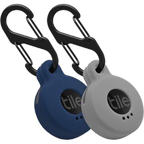 Geiomoo Silicone Cover Compatible with Tile Sticker 2022, Protective Case with Carabiner (2 Pack Mint+Emerald Green)