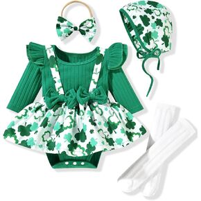 Unutiylo Preemie Newborn Baby Girl Clothes Romper Suspender Dress Fall Winter Outfits Ruffle Long Sleeve Jumpsuit