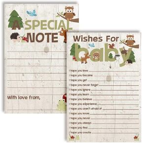 Amanda Creation Woodland Forest Animals Baby Wishes Cards 20, 4"x6" - Great Keepsake and Fun Activity for Baby Showers - Wishes for Baby Keepsakes Last Generations - Fill-In, Double-Sided Cards