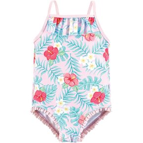 Hudson Baby Baby Girl's Toddler Swimsuit, Tropical Floral, 3T