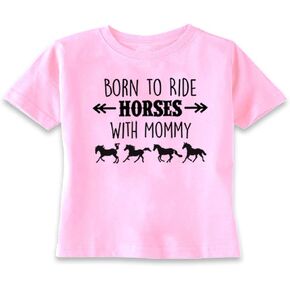 Born to Ride Horses with Mommy Toddler T-Shirt for Boys and Girls - Equestrian Cowgirl Gift