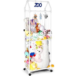 Stuffed Animal Storage Zoo Stuffed Animal Holder Space Save Vertical Stuffed Animals Storage PVC with Elastic Band and Net for Playroom Birthday Gift for Bedroom（white）