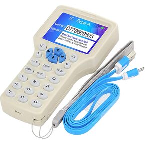 LEXI Upgraded 10 Frequency RFID Writer/Reader/Duplicator, 125KHz 13.56MHz ID IC HID UID Decoder, Card Copier, NFC Reader, Key fob Cards Programmer, with USB Interface and Software