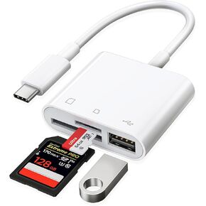 RayCue Multi-Function Card Reader Storage Box, USB3.0 High Speed Mobile Phone Memory/TF Card/SD Card/SIM Card/Card Pin Type-c Storage Box, for Type-c Laptop, iPhone, etc