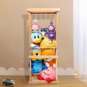 Upgrade Stuffed Animal Storage, Stuffed Animal Zoo Storage with Bottom, Wooden Stuffed Animal Zoo, Large Stuffed Animal Cage, Gift for Playroom, Bedroom, Living Room