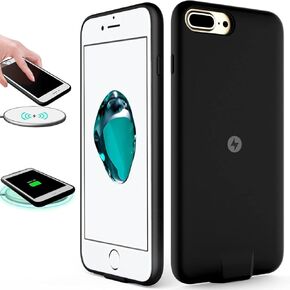 QI OCEANLOVE Wireless Charger Charging Receiver Case for iPhone 7plus 6Splus 6plus (NO Battery) Built-in and Port Lightning Cable Data Sync Shockproof Protective Black-and-white