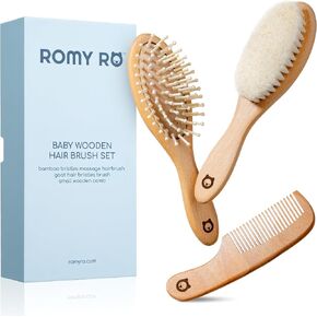Baby Wooden Hair Brush Set - Premium Baby Comb And Brush - Soft Natural Bristles - Organic Baby Products - Perfect Baby Registry Gift - Cradle Cap Brush - Newborns & Toddlers in Saudi Arabia
