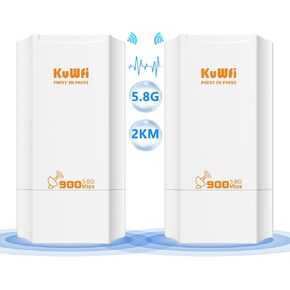 KuWFi Point to Point Wireless Bridge Outdoor, 2.4GHz 1KM, 2-Pack for Farms in Saudi Arabia