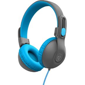 JLab JBuddies Studio 2 On-Ear Kids Wired Headphones, Grey/Blue, Toddler Headphones, Kid Safe, Studio Volume Safe, Volume Limiter, Folding, Adjustable, Noise Isolation, with Mic
