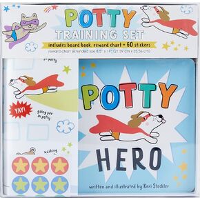 C.R. Gibson BTDK-24938 Super Hero Stickers and Hanging Door Knob Reward Chart Potty Training Tool for Boys, 3.5" W x 15.4" H, Multicolor, 36 Stickers in Kuwait