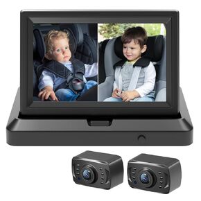 Itomoro Baby Car Camera HD 1080P Dual-Channel Display Baby Car Monitor with 2 IR Night Vision Camera, Easily Install 5'' Car Camera for Baby with Crystal Clear Wide View for Rear Facing Seat ACZ424