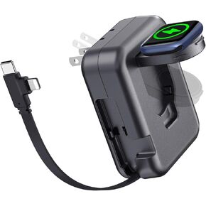 2in1 Apple Watch Charger, 36W Retractable Charger for iPhone Apple Watch,Travel Charging Block Wall Charger Compatible with iPhone 15/14/13/12/11 Apple Watch (Black)