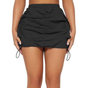 تنورة البضائع Y2k Bodycon التنانير القصيرة القصيرة للنساء عادية العصرية قلم رصاص Ruched التنانير الجانب الرباط والجيوب