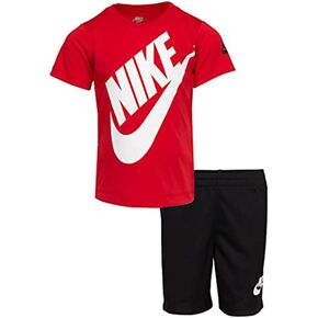 Nike Boy's Dri-Fit T-Shirt & Shorts 2 Piece Set (Black(76F024-R1N)/Red, 3T)