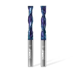 Up&Down Cut Spiral Router Bits Set for CNC, 1/4 inch Cutting Diameter and 1 inch Cutting Length 1/4 inch Shank with NACO Coated Carbide End Mill for Wood Carving Engraving Grinding Grooving