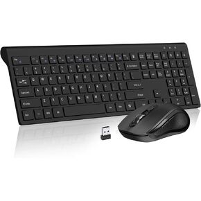 Wireless Keyboard Mouse Combo,Acozykitten 2.4G USB Full Size Wireless Computer Keyboard and Adjustable Mouse, Scissor Switch, Fn Lock, for Laptop PC Chromebook and Windows 11/10/7 - Grey