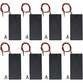 9V Battery Holder,8 Pack 9 Volt Battery Holder with Switch, 9 Volt Battery Connector for DIY Charging Power Supply