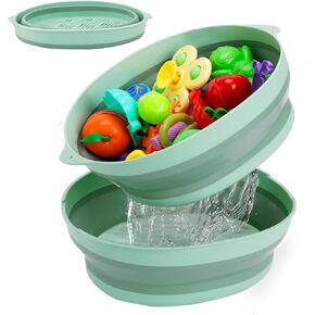 Foldable Bath Toy Storage Organizer, Collapsible Bathtub Toy Holder with Removable Base for Draining, Bathtub Shower Toy Holder Basket for Bathroom Shower Toy Organizer