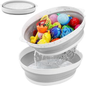 Foldable Bath Toy Storage Organizer, Collapsible Bathtub Toy Holder with Removable Base for Draining, Bathtub Shower Toy Holder Basket for Bathroom Shower Toy Organizer
