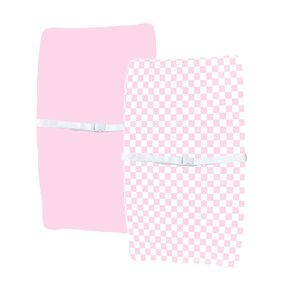 Bolton Baby Co. Checkered Muslin Fitted Changing Pad Covers | Diaper Changing Pad Sheets | 100% Extra-Soft Breathable Cotton | for Girls and Boys | Pack of 2 (Bubblegum)