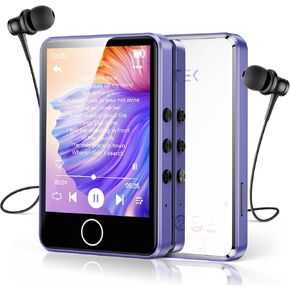 AGPTEK 2.8 inch 64GB MP3 Player with Bluetooth 5.3, Full Touch Screen Mirror Back Portable MP3 Music Player Built-in HD Speaker, Supports Up to 128GB, Purple, Model: M1 in Kuwait