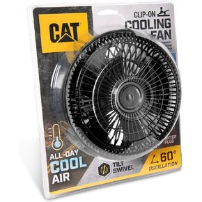 Cat® Clip-On Car Fan with Oscillating Design, 12V Portable Fan for Car with Quick Cooling Comfort, Ideal for Most Car Truck Van SUV with No AC