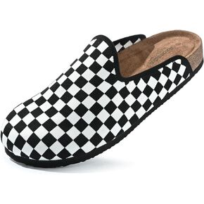 Clog for Women, Classic Cork Clog Checkered Slippers Slip on Mules with Arch Support Indoor Outdoor House Sandals
