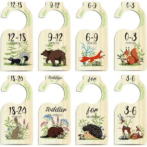 Baby Closet Dividers,8 PCS Adorable Wooden Double-Sided toddler Clothes organizer,Boy & Girl Nursery Size Dividers,24 Months for Nursery Beautiful Decor