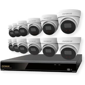 Seco-Larm DRN-K116-12 Enforcer NVR and Camera Kit; Includes: (1) DRN-116-4TB NVR with 4TB HDD, and (12) EV-N2506-2W4WQ White 5MP Turret Cameras