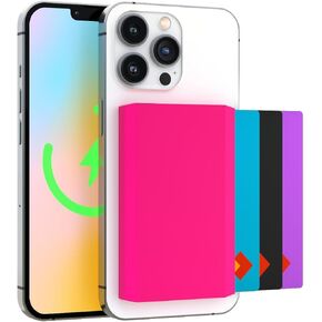 FELONY CASE - Neon Pink MagSafe Wallet, Magnetic Card Holder Designed for iPhone 15, iPhone 14, iPhone 13, iPhone 12 / Pro, Pro Max, Mini and Plus - Fits 3 Cards